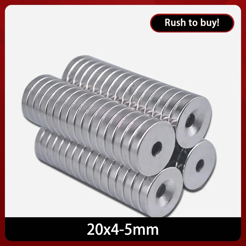 소형 영구 원형 카운터 싱크 네오디뮴 자석, 강력한 자석, 20x4mm, 구멍 5mm, 20x4-5mm, 20x4-5mm, 5  50PCs