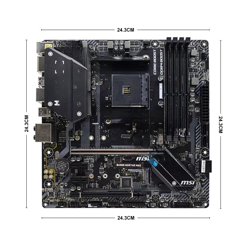 Msi B450M Mortero Max Amd B450 B450M Am4 Gaming Pc Placa Base Ddr4 64G M.2 Kit Ryzen 5 3600 5600X Cpu Pci-E 3,0X16 Hdmi Usb3.2