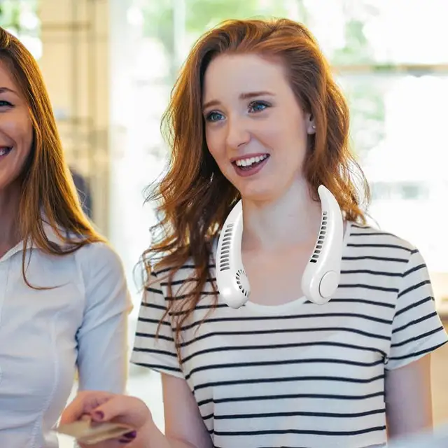 Személyes Nyaki Ventilátor Levél Nélküli Hűtő Nyak 360 Fokos Forgó Zseb 3 Állítható Sebességgel Alacsony Zajszintű Kialakítás - Image 2