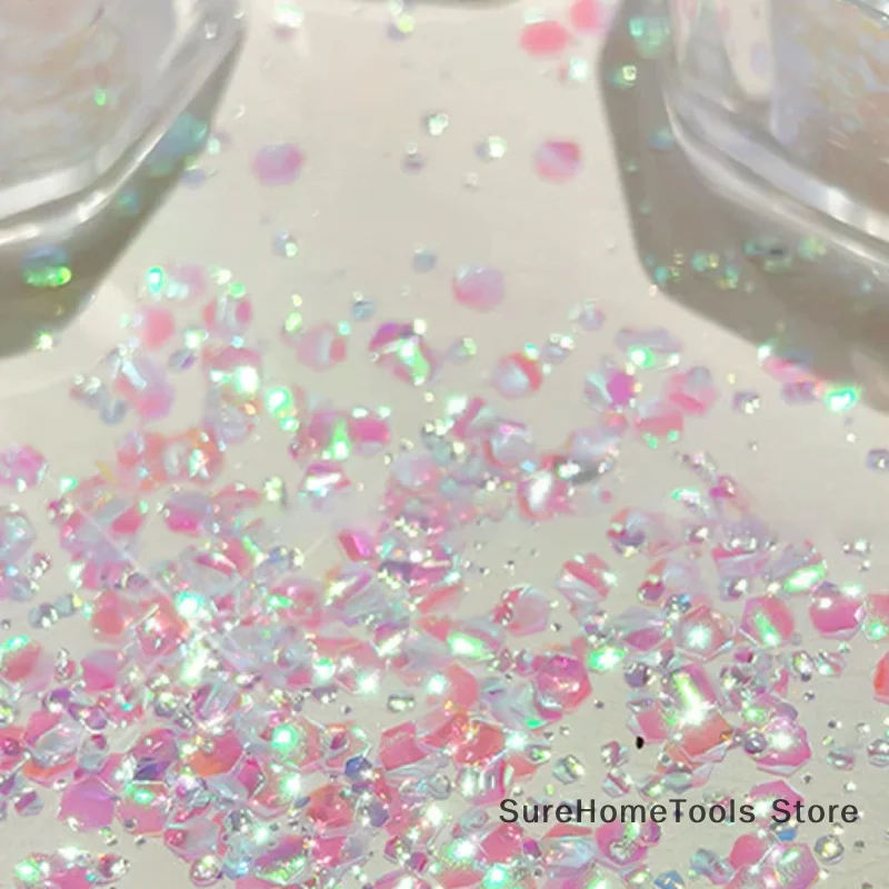 1 Jar Mermaid Holographic Nail Glitter - Ultra-Thin Laser Flakes Irregular Sparkle Dust, DIY Loose Manicure Sequins Accessories