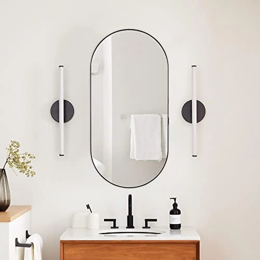 Oval Stainless Steel Recessed Medicine Cabinet with Adjustable Glass Shelves Wall Mount Organizer 2