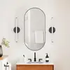 Oval Stainless Steel Recessed Medicine Cabinet with Adjustable Glass Shelves Wall Mount Organizer 2