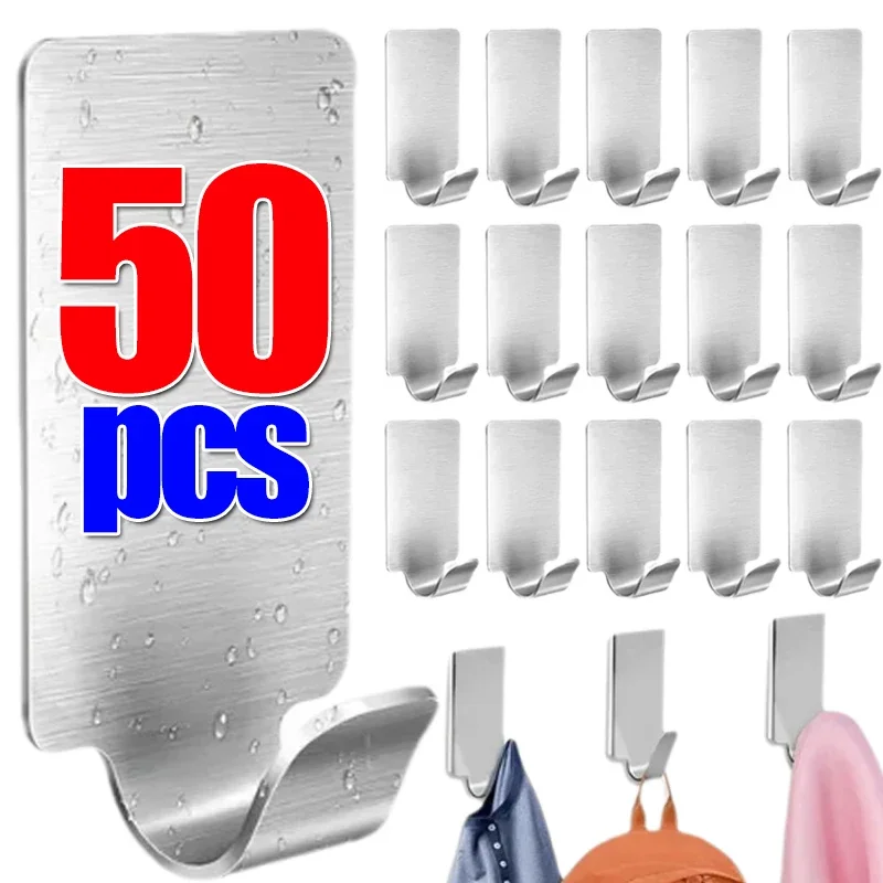 Description Picture 2 of item50/1Pcs Self Adhesive Stainless Steel Hook Small Heavy Wall Hanger Hook Bathroom Organizer Towel Rack Multi-purpose Kitchen Hook
