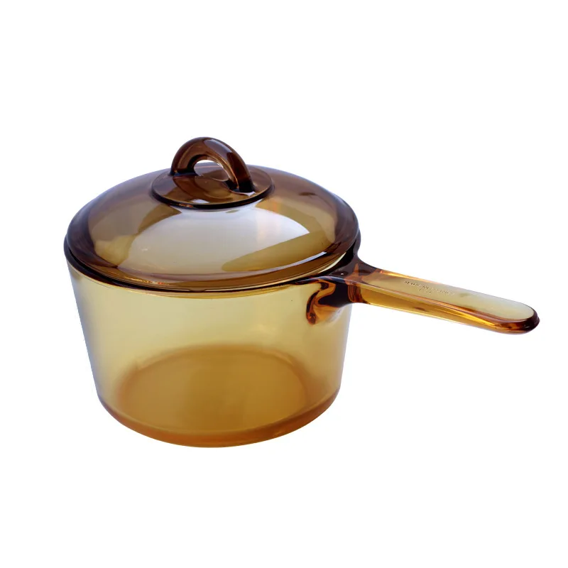 1.5L Single handle Microcrystal glass stew pot Slow cooker High temperature resistance soup pot stewpan+Tempered glass lid