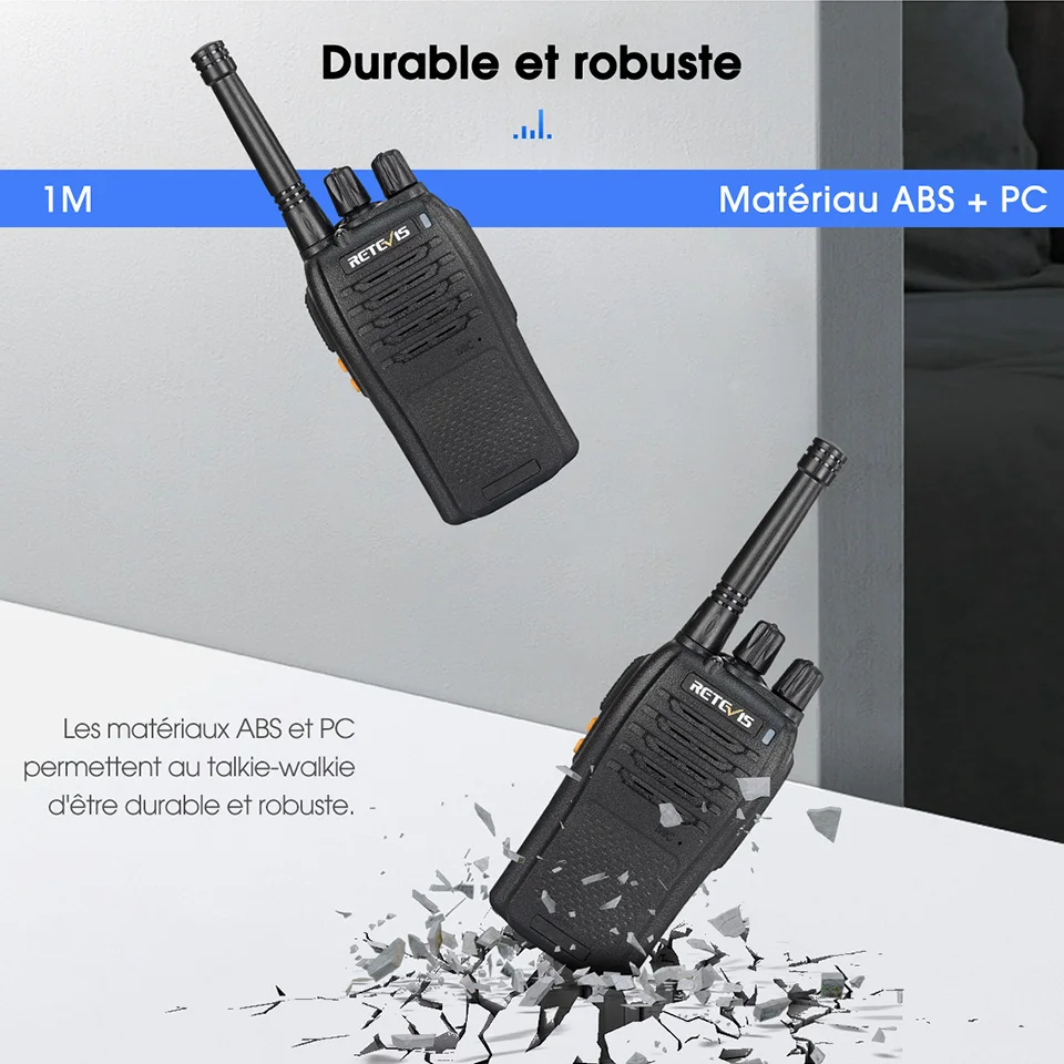 6 talkie walkie longue portée avec radio Bidirectionnelle pour Sécurité,  Restaurant et Hôtel noir