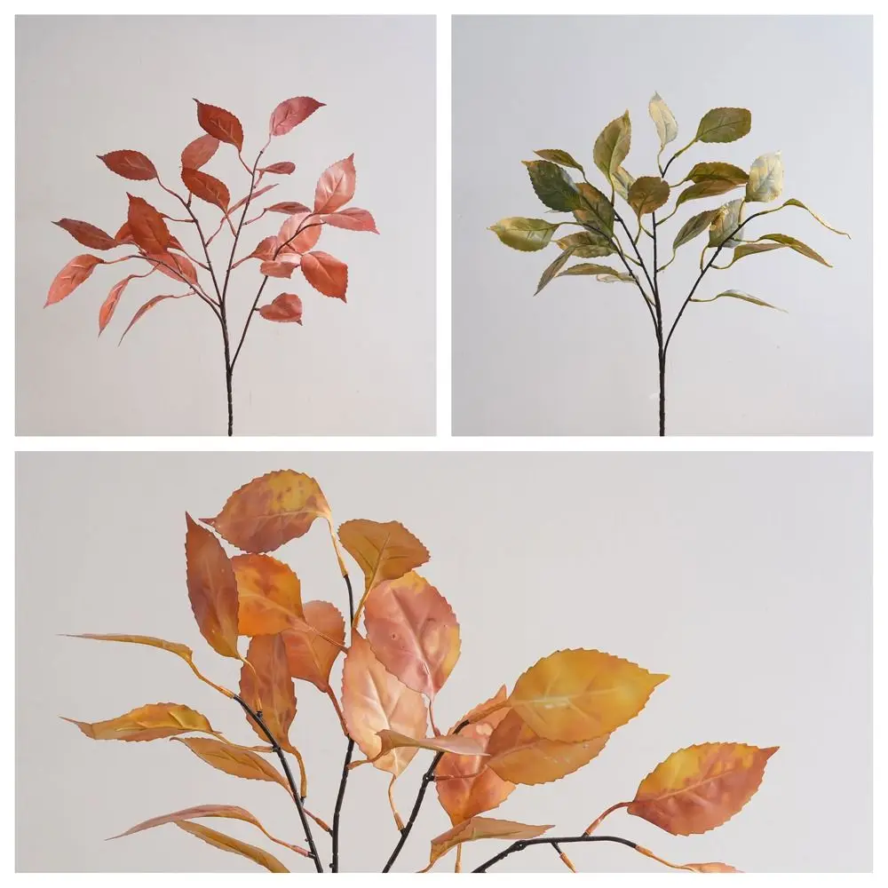 Lifelike Artificial Persimmon Leaves Handmade Realistic Fake Persimmon Leaves Luxury Simulated Flowers Outdoor Garden Decor