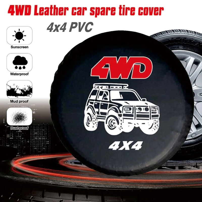 PVC Leather Spare Tire Covers Wheel Protector Weatherproof Universal for Trailer Truck for Camper Travel Car 14