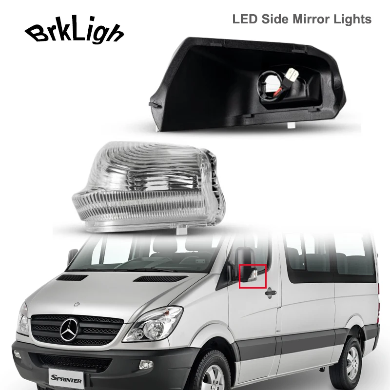 

2Pcs Dynamic LED Side Mirror Lights Turn Signal Lamps For Mercedes Benz Sprinter W906 06-18 W907 W910 18-UP VW Crafter 06-21