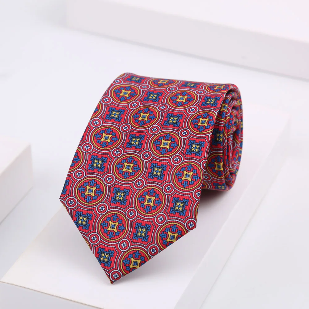 Herren-Krawatte aus Seidenimitat, 8 cm breit, weich, glatt, grün, rot, blau, kariert, gepunktet, bedruckt, für Hochzeit, Business, Party – Detail 11