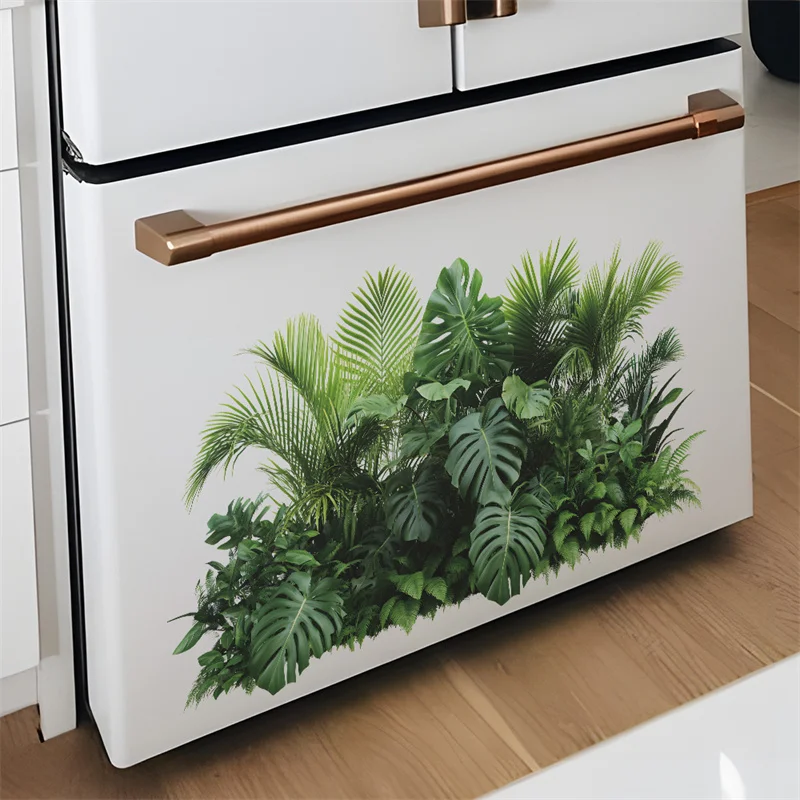 Boho Green Leaves Wall Sticker Living Room Kids Bedroom Tropical Palm Leaves Wall Decal Nordic Children Interior Home Decoration
