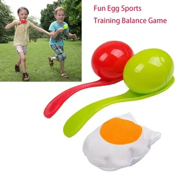 Children's Portable Outdoor Sports Balancing Relay Race Toy Plastic Egg And Spoon Race Game Set Kindergarten Teaching  Gift