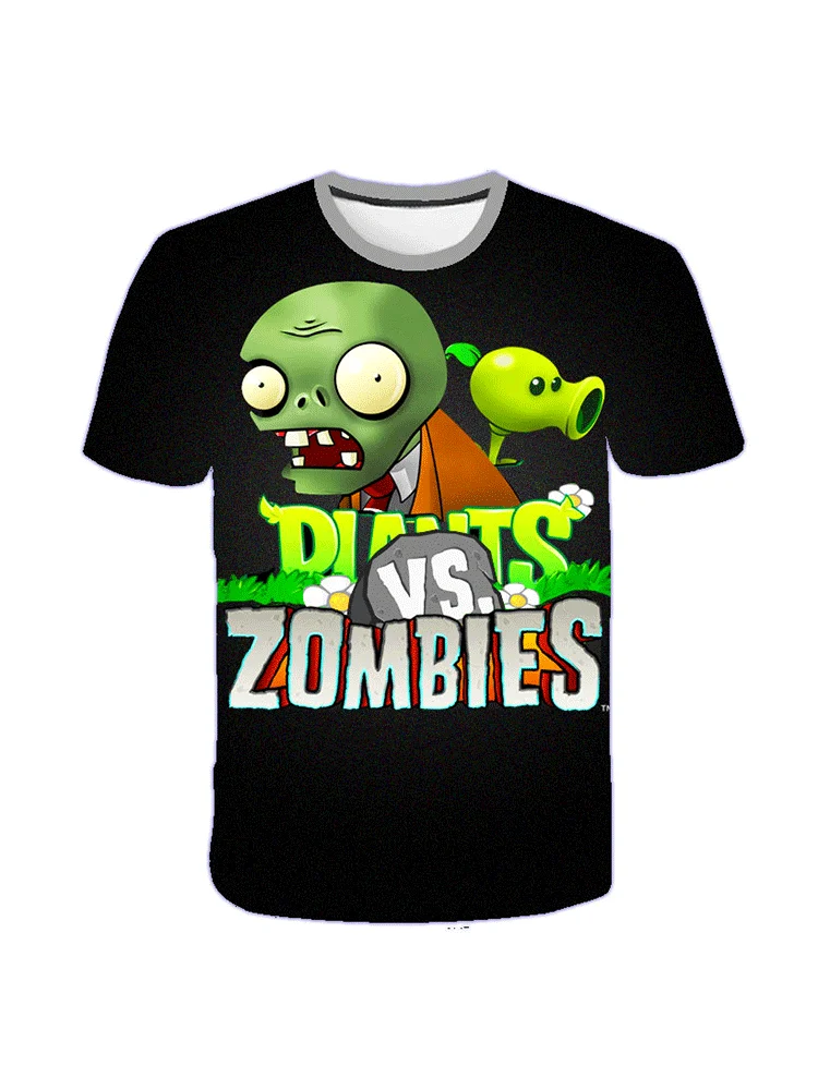 Boys And Girls 3D Short Sleeve T-Shirt Plant Zombie Print T-Shirt Girls Cartoon T-Shirt 3-14 Years Old Animation T-Shirt christian t shirts