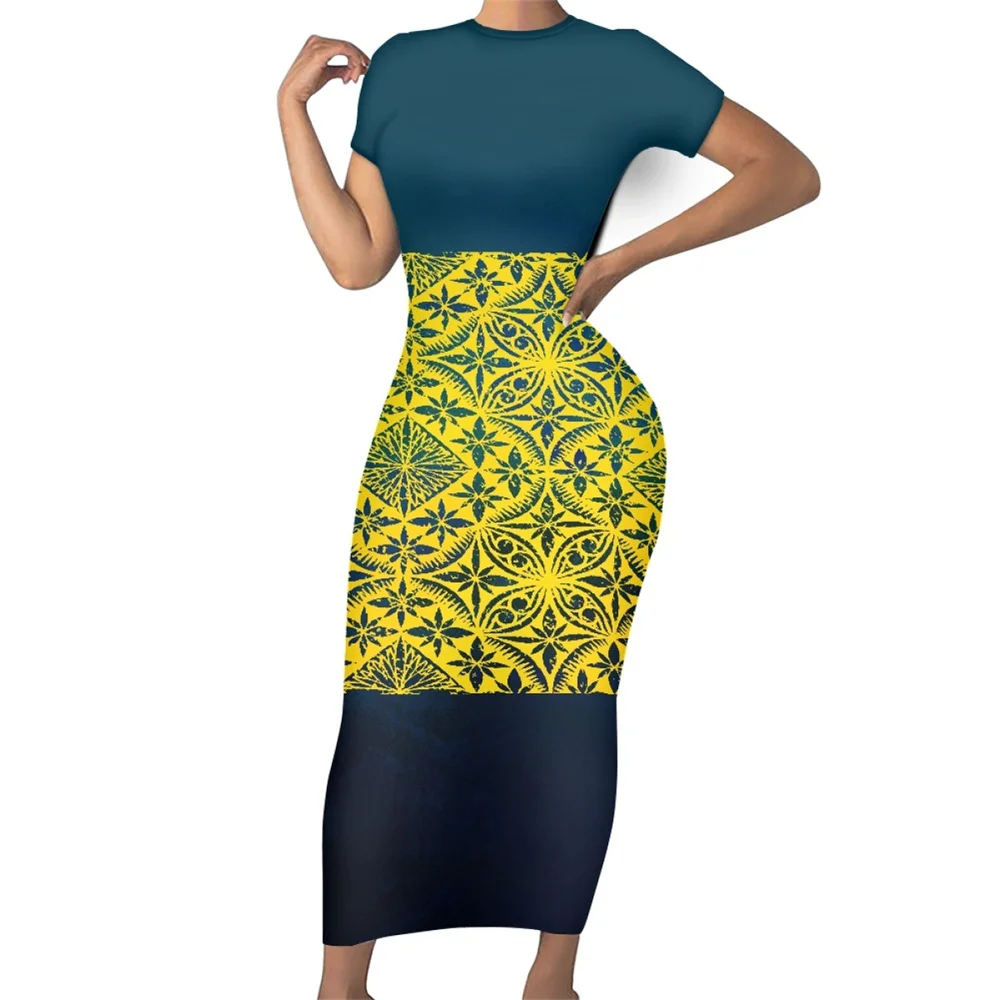 

Polynesian Tribal Clothing For Women Hawaiian Samoa Tapa Design Dress Print Bodycon Islands Oversized Long Casual Dresses 2023