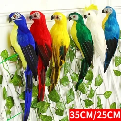 Handmade Simulation Parrot 25/35cm Creative Feather Lawn Figurine Ornament Animal Bird Garden Bird Prop Decoration Miniature
