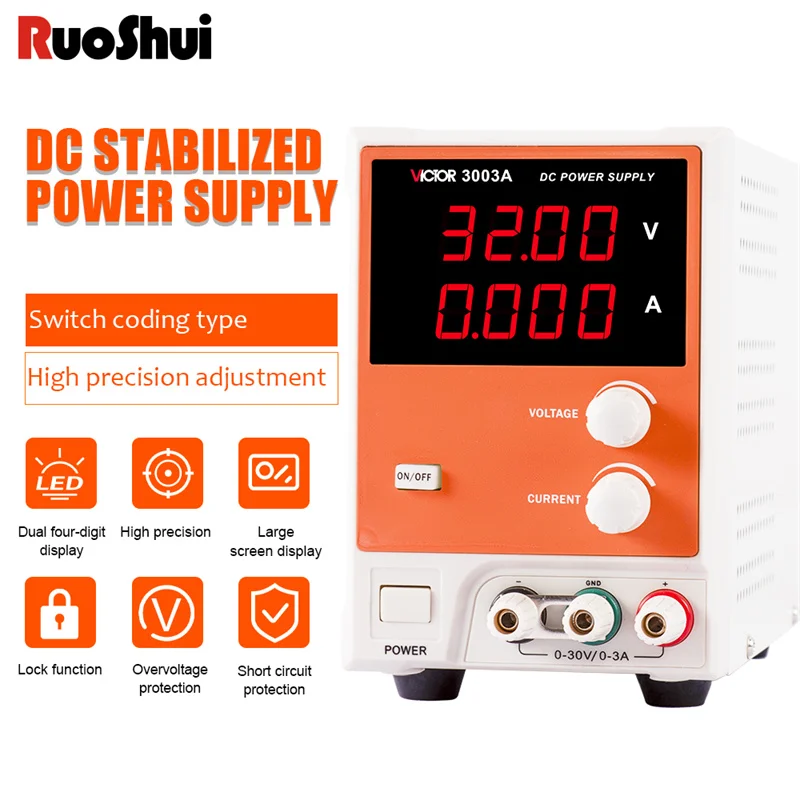 

Источник питания RUOSHUI 3003A постоянного тока, регулируемый регулятор напряжения, ремонт ноутбука, переработка, переменный ток 110 В/220 В, лабораторный стабилизированный источник питания