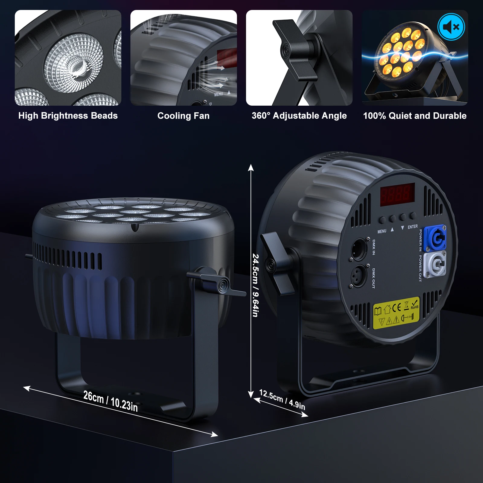 U'King 4Pcs 180W 14LED RGBW Par Lights Stage Light DMX512(4/8CH) Sound Activated DJ Lights For Party Concert Church Wedding 5