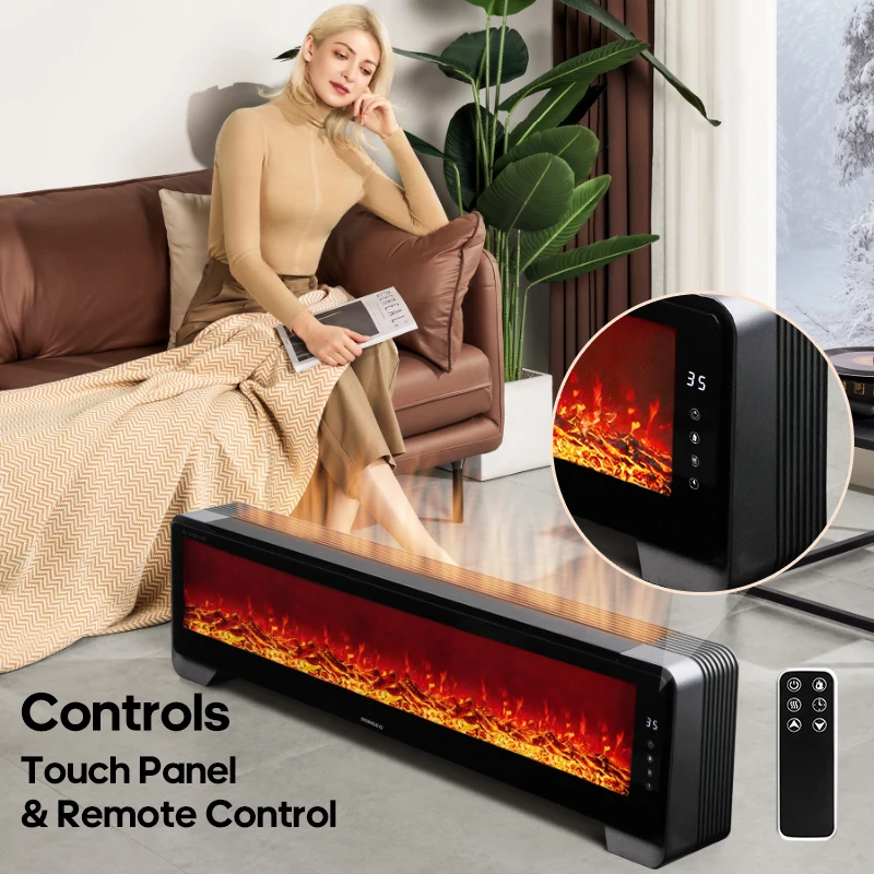 KINSCOTER Baseboard Heater 2000W Simulated Fireplace Home Electric Space Convector Heater Auto Thermostatic for Living Bedroom 6 KINSCOTER Baseboard Heater 2000W Simulated Fireplace Home Electric Space Convector Heater Auto Thermostatic for Living Bedroom 6