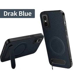Luxury Carbon Fiber Shockproof Phone Holder with Magnetic Wireless Charging Feature for Infinix GT 30 Pro (Blue)