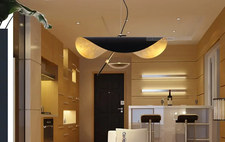 Description Picture 6 of itemPostmodern LED Pendant Lights Curved Surface Flying Saucer Hat Art Home Decor Hanglamp Living Room Restaurant Kitchen Lights
