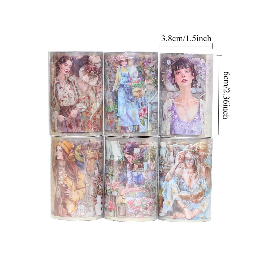 Journamm 60mm*2m Scrapbooking Girls Tape Sticker Character Tape Decorative Collage Journaling DIY Scrapbooking Stationery 3