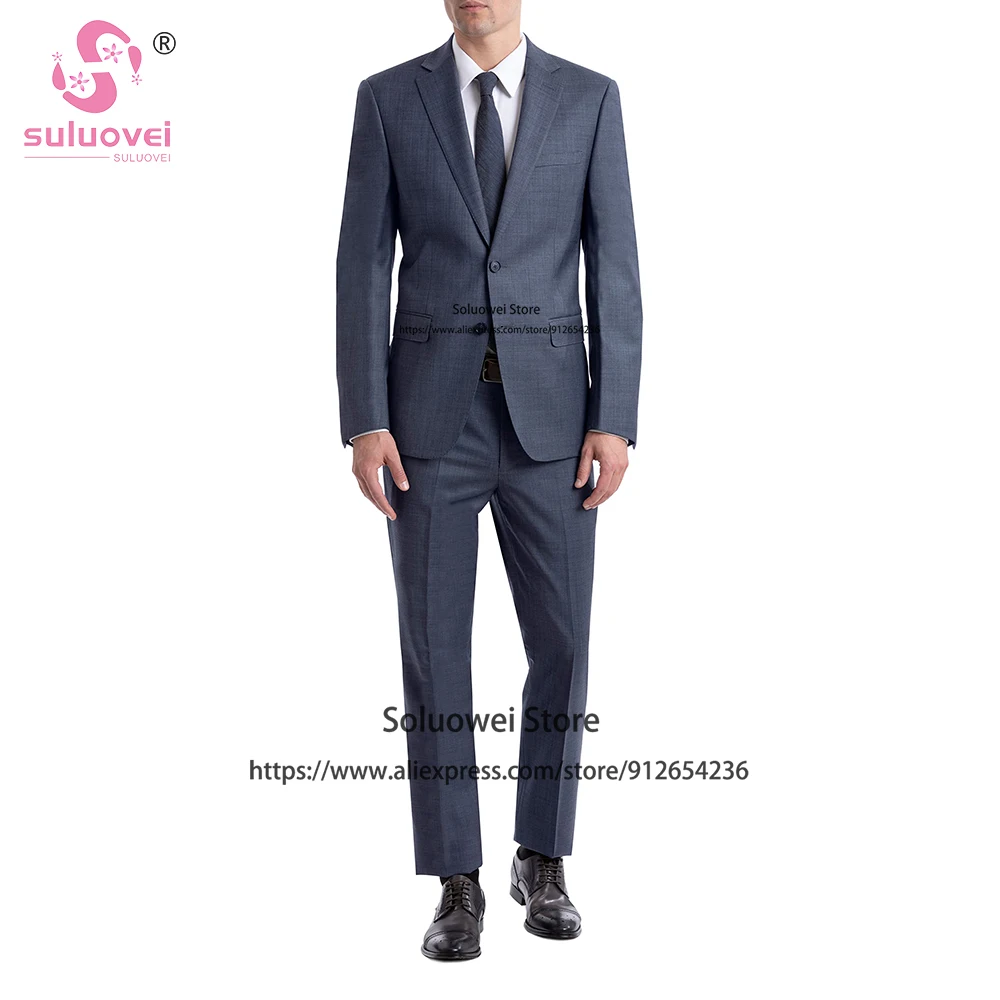Fashion Slim Fit Suits For Men Customized 2 Piece Pants Set Formal Grooms Wedding Prom Tuxedos Blazer Costume Homme Pour Mariage