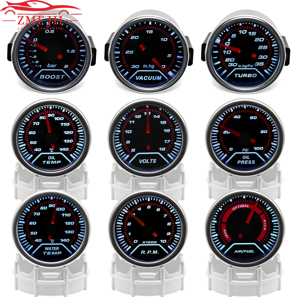 Tachometer Gauge Engine Tachometer Tachometer Meter 2" 52mm Car Turbo Boost Gauge PSI Exhaust Gas Temp Water Temp Oil Press Air Fuel Ratio Voltmeter Tachometer for Car 12V