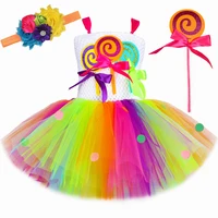 Costume de sucette arc-en-ciel pour filles, robe de princesse Tutu de fête d'anniversaire, robe de bal, vêtements de carnaval, de noël et d'halloween pour enfants 2