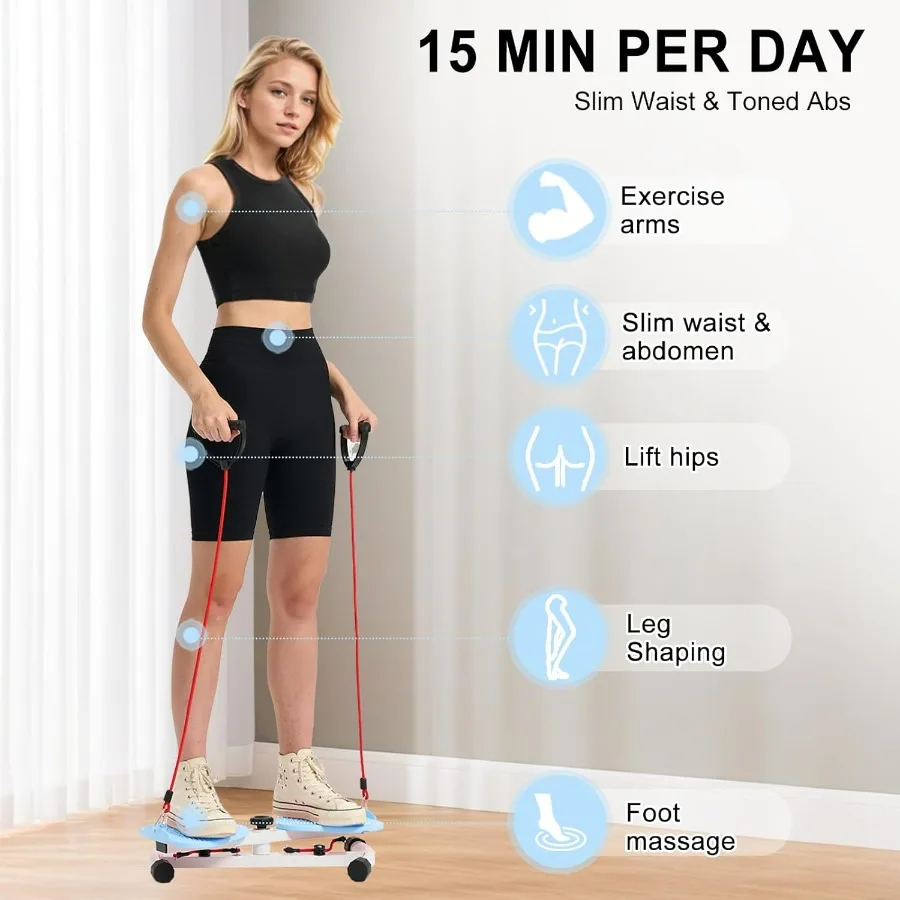 Waist Twister Machine with Resistance Bands - 300 lbs Weight Capacity, Non-Slip Twist Board, Noiseless Ab Twister for Belly Fat