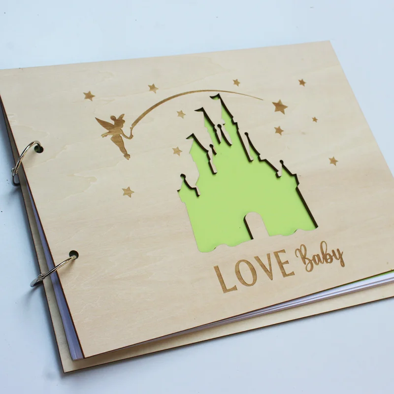 Personalised Wooden Guest Book, Handmade Photo Album Scrapbook Anniversary Wedding Memory Mother's Day Gift Baby Shower Favors