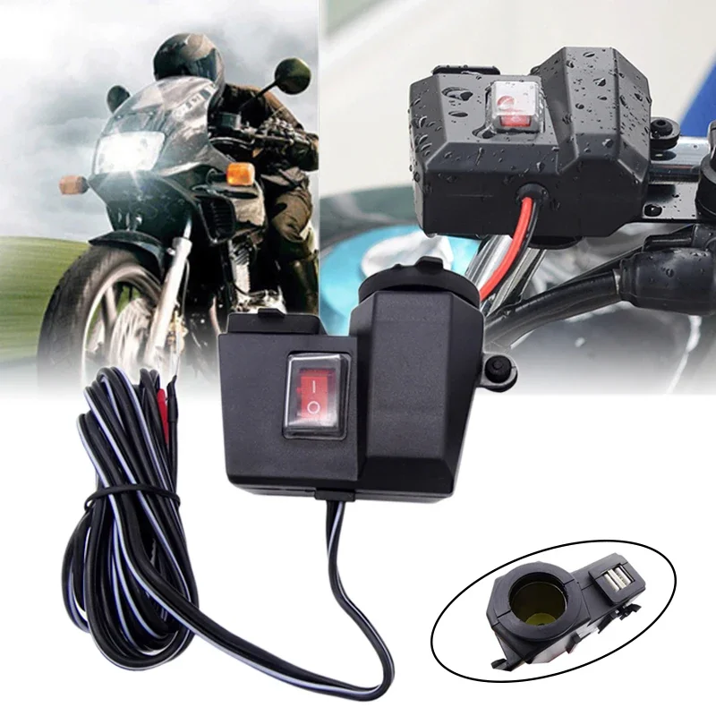 

1 Set Motorcycle DC 12V Cigarette Lighter Socket Splitter Power Adapter With Dual USB Charger Universal For Most Motorbike