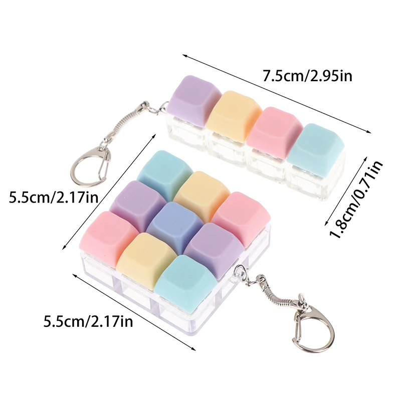 핫 마카롱 컬러 키보드 키 장난감 DIY 버튼 키캡 감각 키체인 감압 장난감 성인 선물용 기계식 4키 장난감