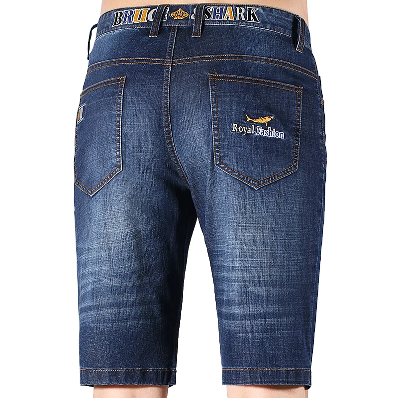 Summer Men's Short Jeans Thin Stretch Soften Cotton Denim Shorts Knee Length Casual Straight Jeans Big Size 42