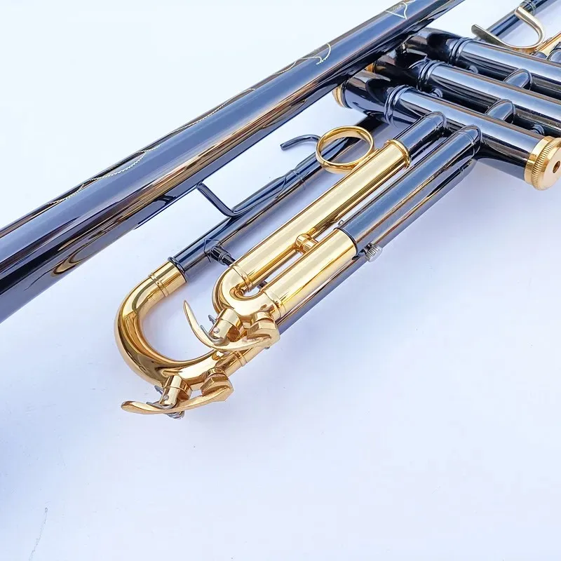 New Sell Professional Bb Trumpet Black Nickel Gold Plated Yellow Brass Instruments Bb Trumpete Popular Musical Inst