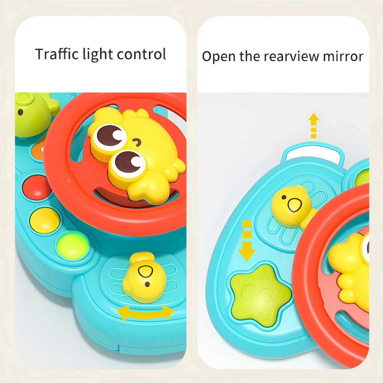 Children's music steering wheel toy puzzle early education interactive cartoon simulation steering wheel press sound toy 5