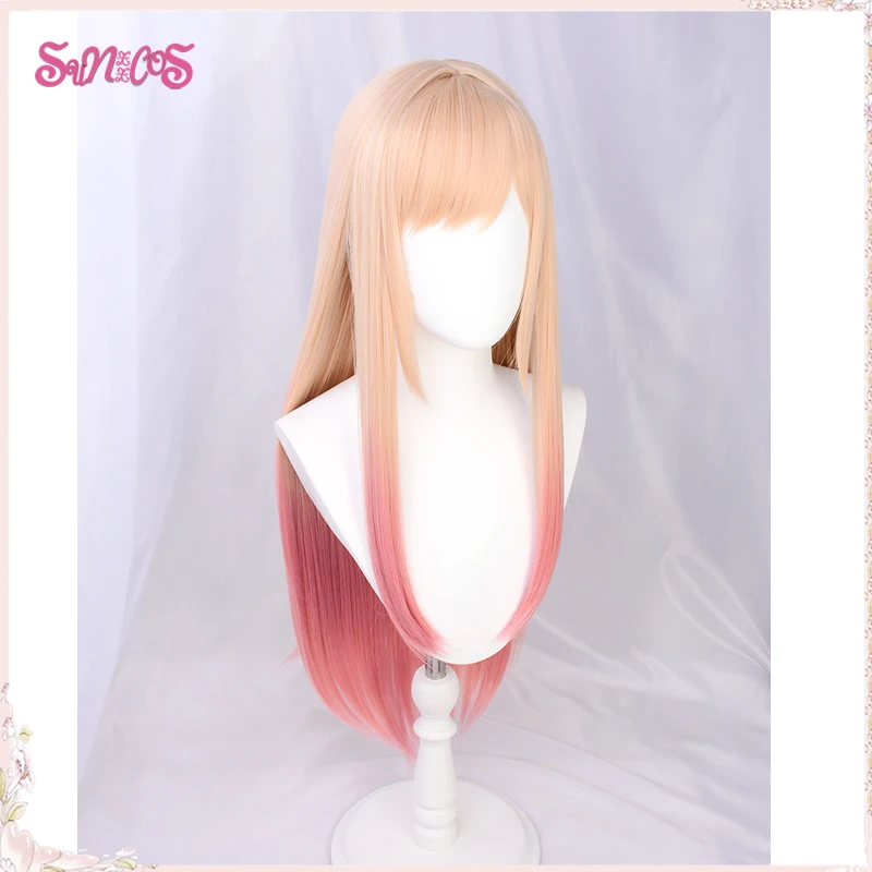 SUNXXCOS My Dress-Up Darling Marin Kitagawa Cosplay Wigs  Yellow Gradient 85cm Long Straight Hair Kawaii Cute  Synthetic