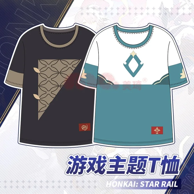 

Game Honkai: Star Rail Imbibitor Luna Blade Theme Cosplay Short Sleeve T-shirt Tee Shorts Daily Student Casual Summer Tops