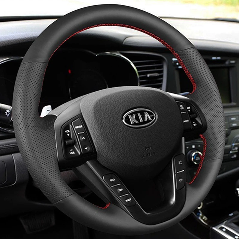 Custom Car Steering Wheel Braid Cover Genuine Leather 100% Fit For Kia K5 Optima 2008 2009 2010 2011 2012 2013 Car Accessories