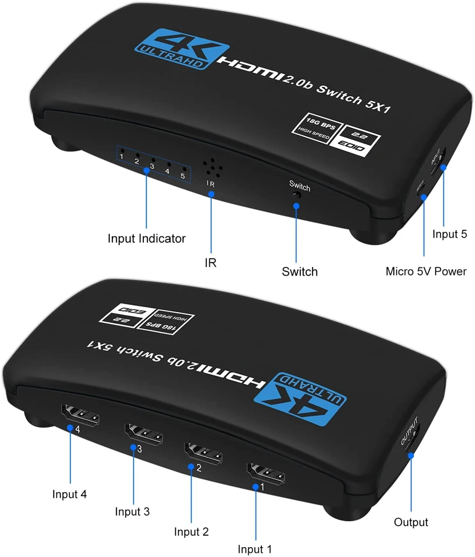 2024 Best 4K HDMI Switch 2.0 Dolby Vision HDR HDMI Switch 4K 60Hz HDMI 2.0 Switc