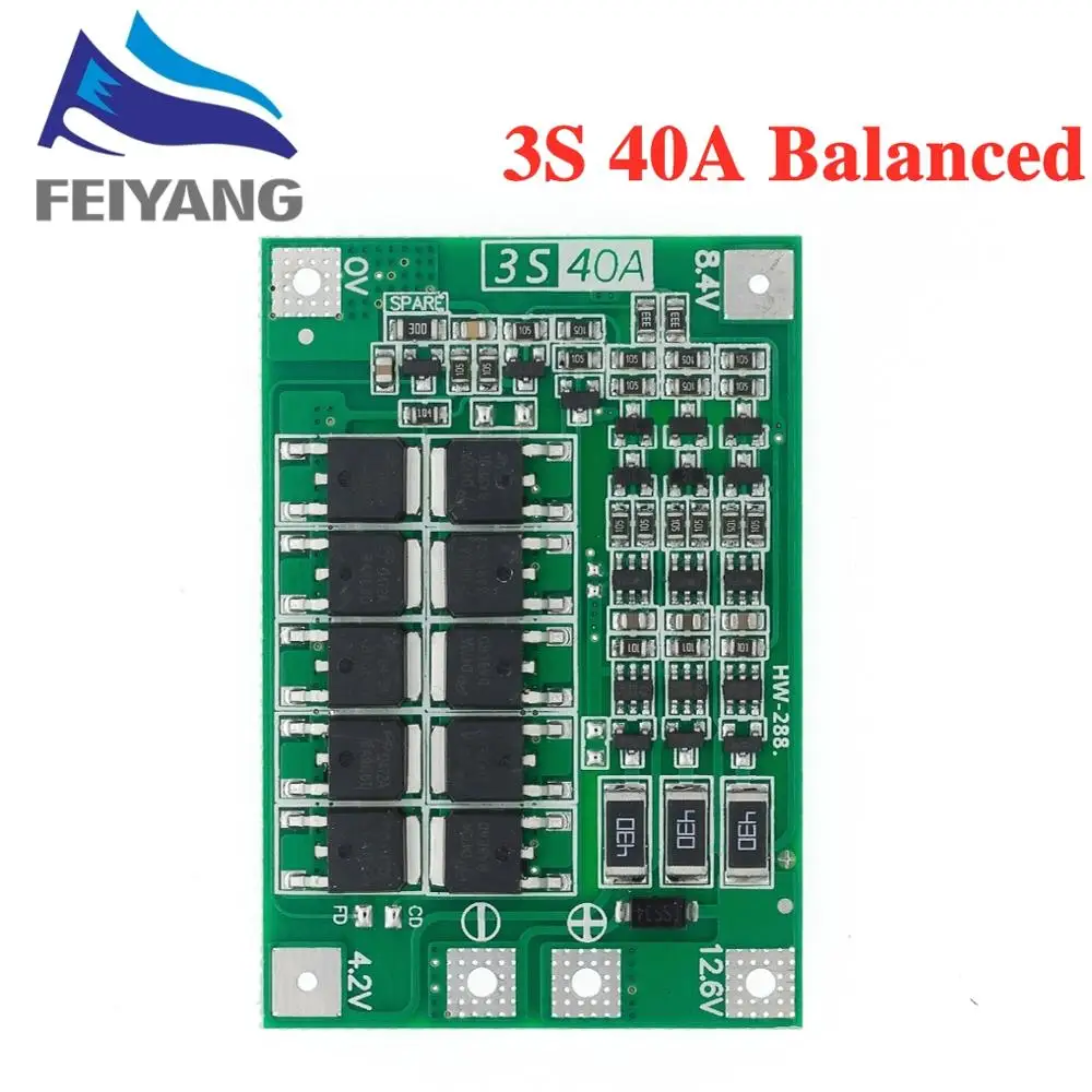 Lithium Battery Charger 3S/4S 25 40A 60A Li-ion Protection Board 18650 BMS Drill Motor 11.1V 12.6V/14.8V 16.8V Enhance/Balance