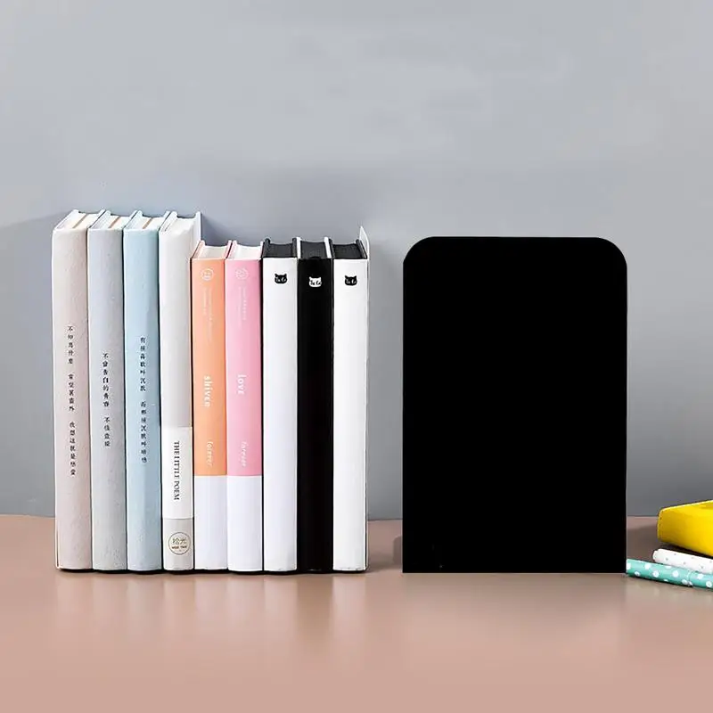 Metal Book Ends Heavy Book Stopper Anti-Slip Metal Bookends Book Dividers Office Organization Book Stopper To Hold Notebooks