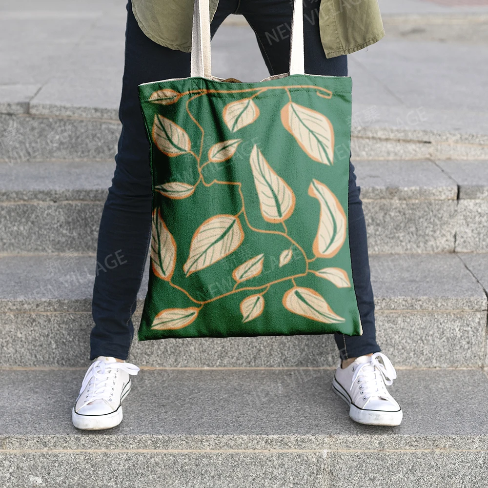 Canvas shoulder bag organization storage Handbags cosmetics travel Women's bag Shopping Fabric pouch nordic boho Customizable 2