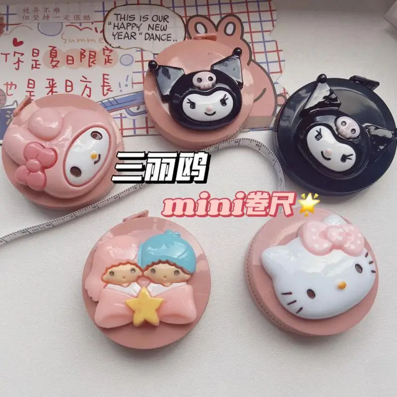 

150Cm Kawaii Sanrios Tape Measure Cute Kitty Kuromi My Melody Cartoon Mini Portable Retractable Soft Ruler Toys for Girls Gift