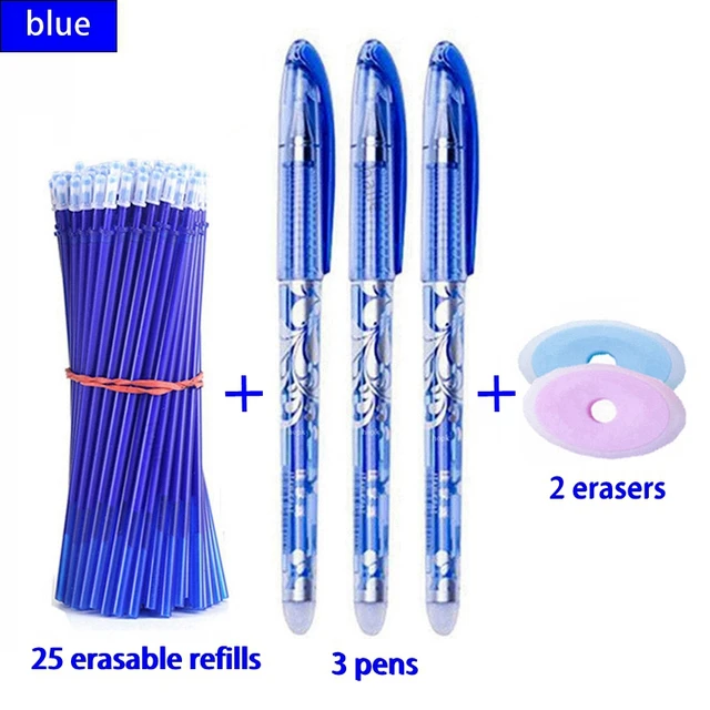 Haile 30 Pcs/set Cute Erasable Gel Pen Ballpoint Pens Rod 0.5mm Refills Blue/Black Ink Washable Handle School Writing Supplies blue 30 Pcs set A