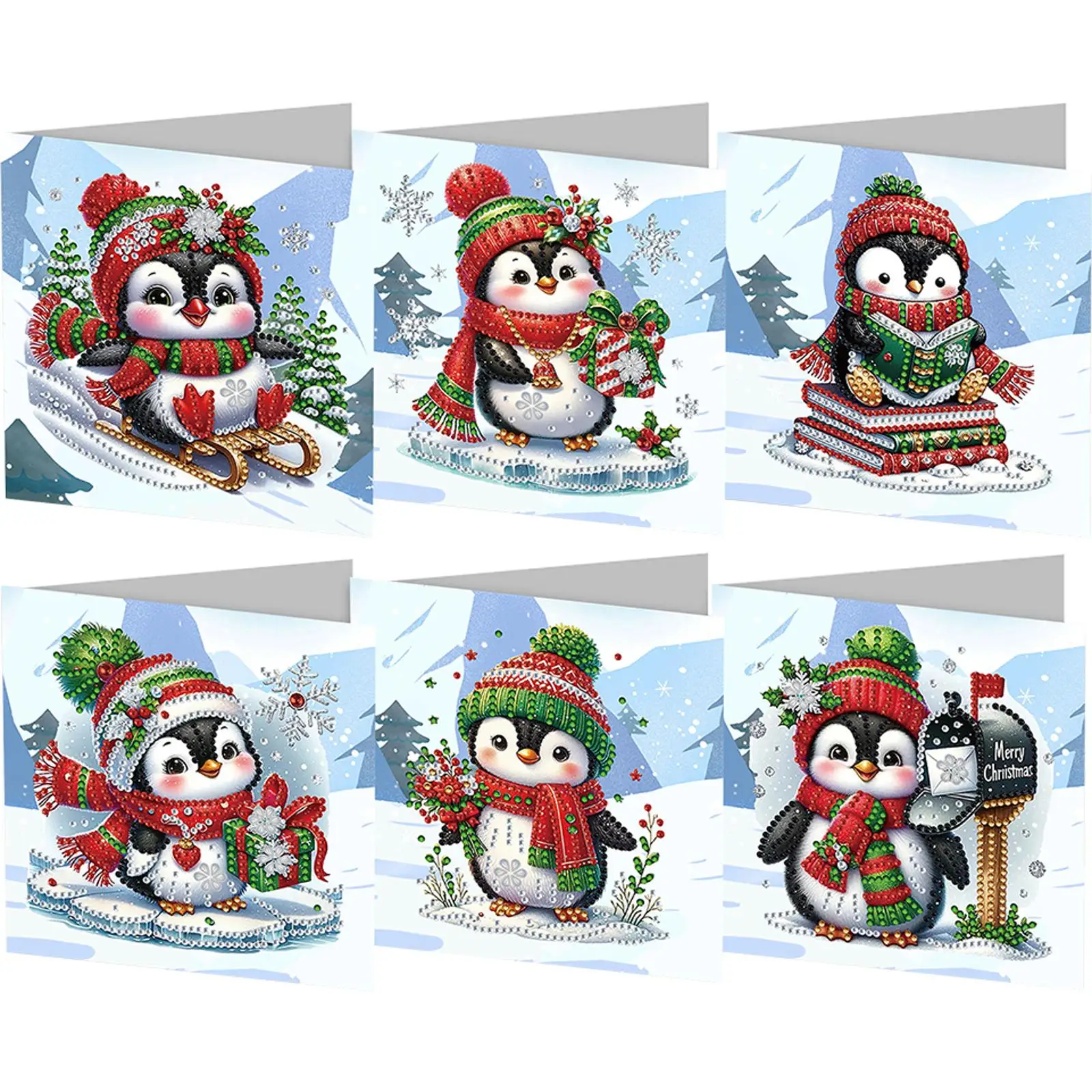 4/6/8/12PCS DIY Diamond Art Greeting Cards Diamond Art Handmade Cards for Xmas Birthdays Thanksgiving & Special Occasion