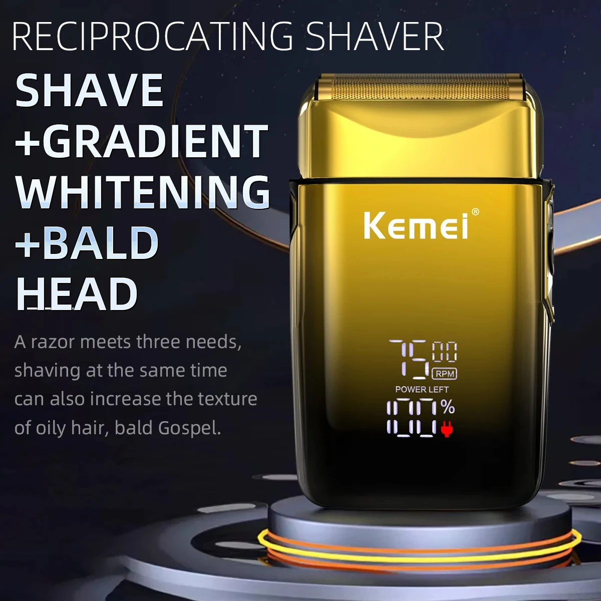 Kemei KM-TX10 LCD Display Hair Trimmer Machine Gradual Whitening and USB Charging Professional Men\'sHairCutting Shaving Machine