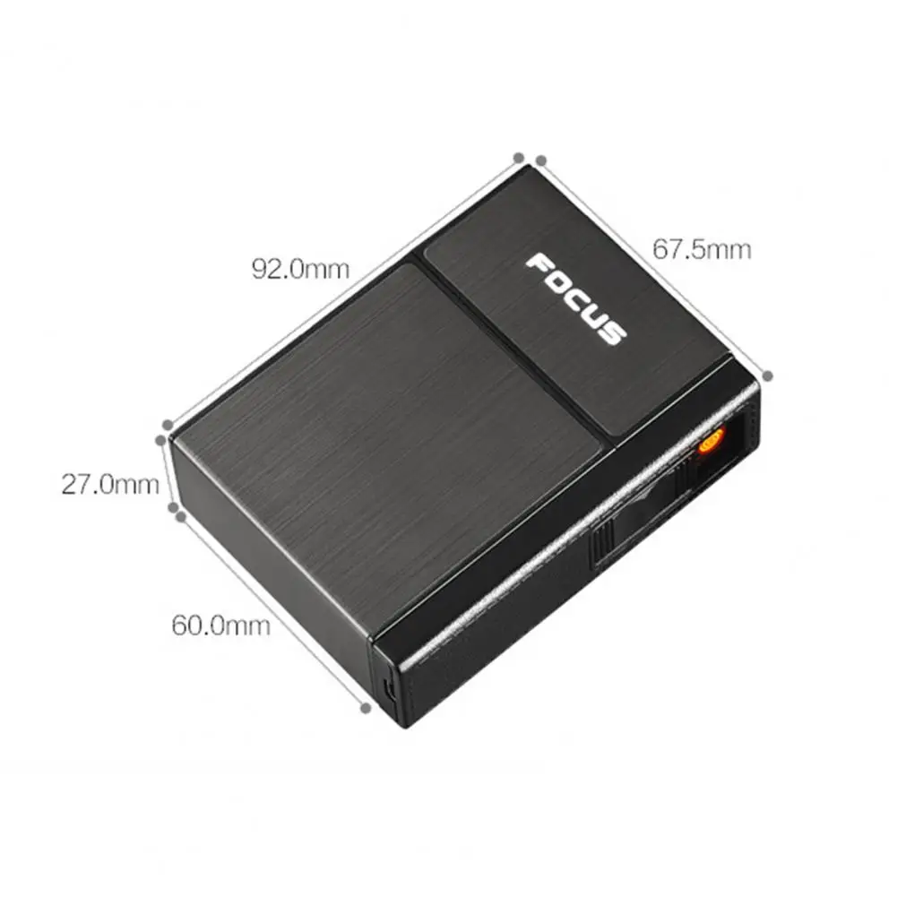 Kerosene Lighter Bbq Lighter Butane Gas Lighter Cigarette Lighter Electric Arc Igniter Cigarette Case Windproof USB Rechargeable Metal Tobacco Dispenser Box for 20 Cigarettes
