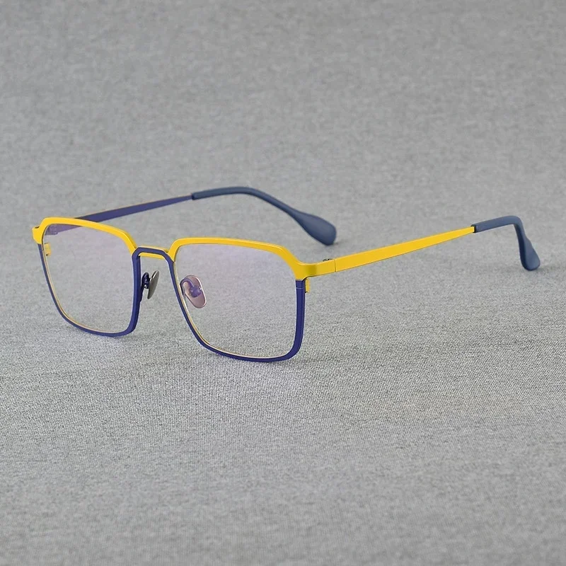 

Retro color match glasses frame men Designer square pure titanium optical eyeglasses Myopia reading women personalized eyewear