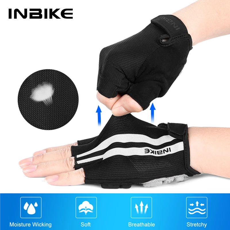 INBIKE Half Finger Bicycle Gloves Men Shockproof Breathable MTB Cycling Sport Gloves For Men Women Bike Biking Glove Accessories