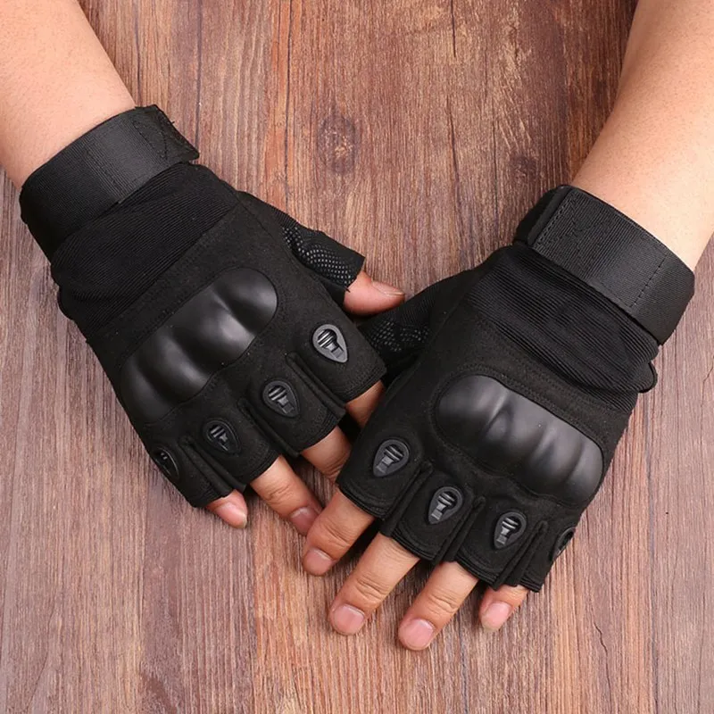 Gloves Men Outdoor Half Finger Hard Knuckle Shooting Hunting Airsoft Motorcycle Cycling