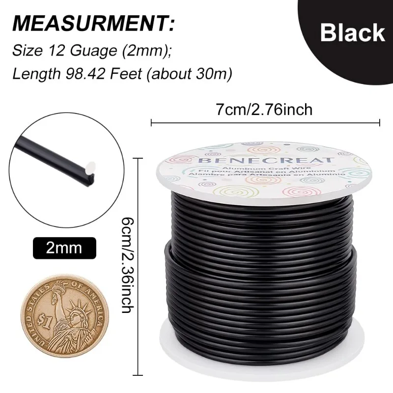 12 Gauge 100FT Silver Aluminum Wire Anodized Jewelry Craft Wire Beading Floral Making Bendable Metal
